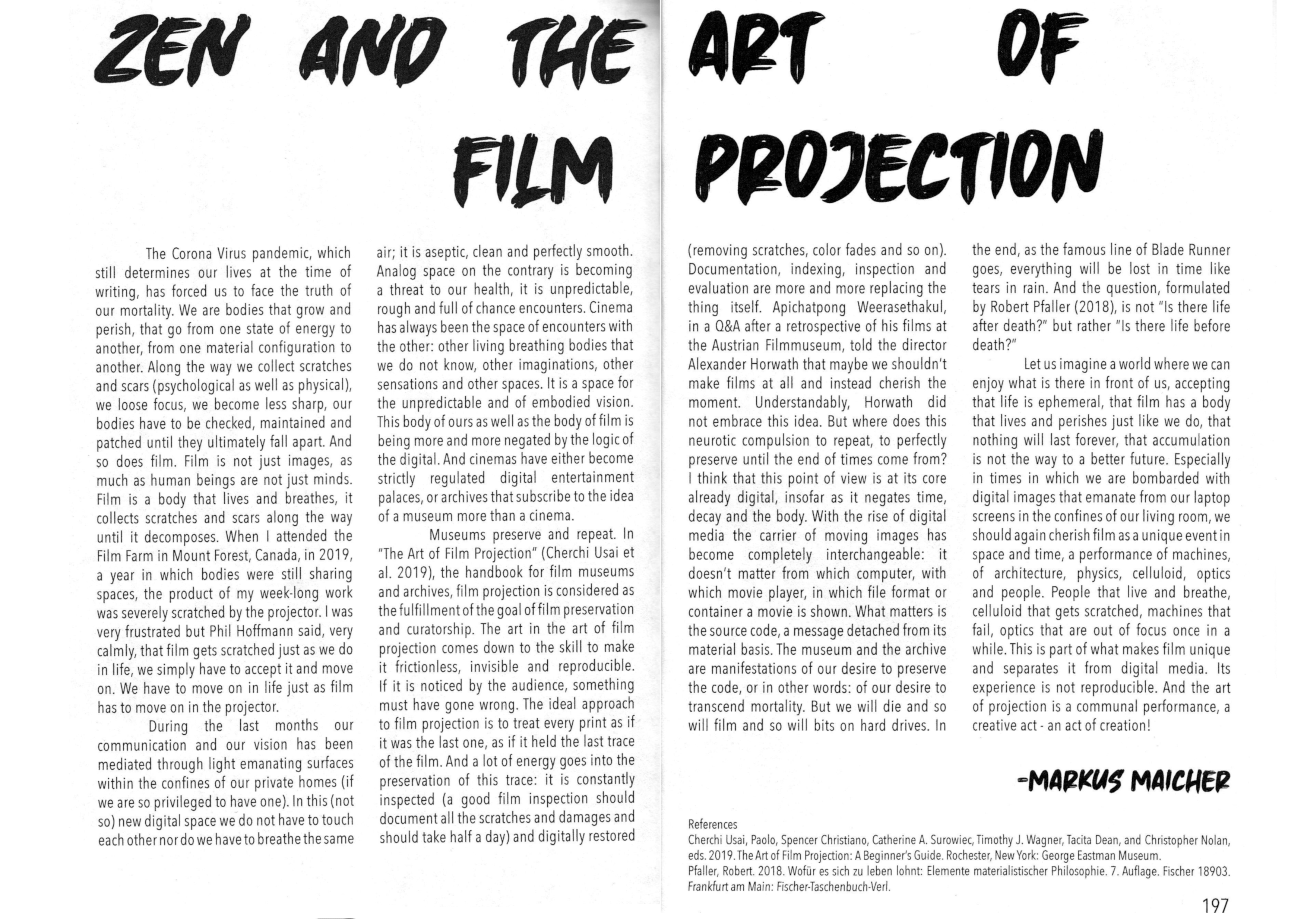 Zen and the Art of Film Projection