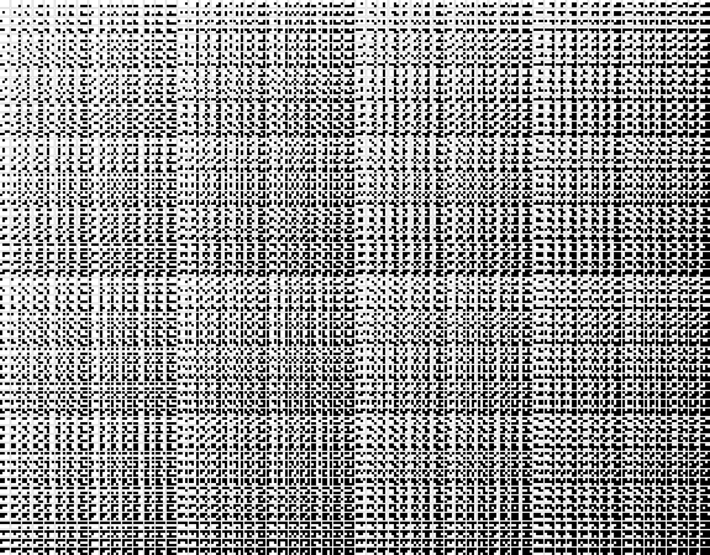 All 4,096 possible frames in binary counting order